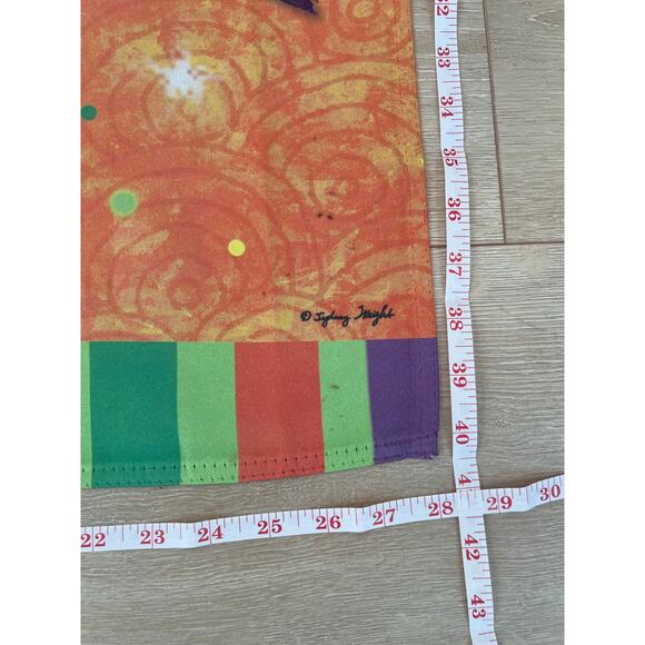 Vintage Outdoor Porch Flag Happy Halloween Black Cat Witch Hat & Spider JL - Picture 5 of 10